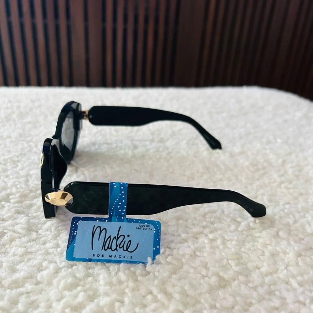 Bob Mackie Chic Black Sunglasses with Gold Accent NWT